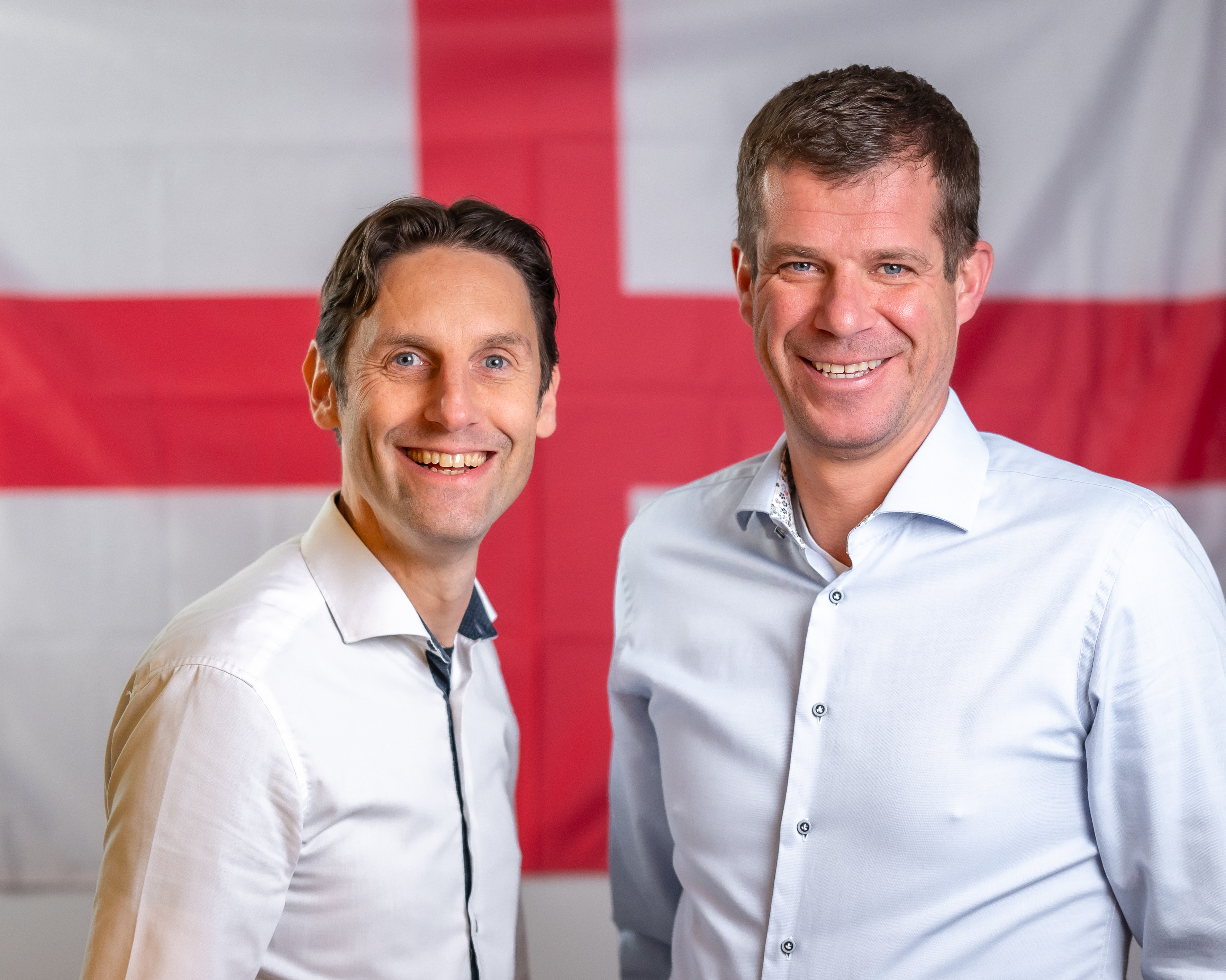 Founders van The Football Travel Agency voor Engelse vlag